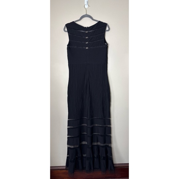 Tadashi Shoji Black Formal Mesh Illusion Dress Gown Black Size Large - Picture 5 of 8